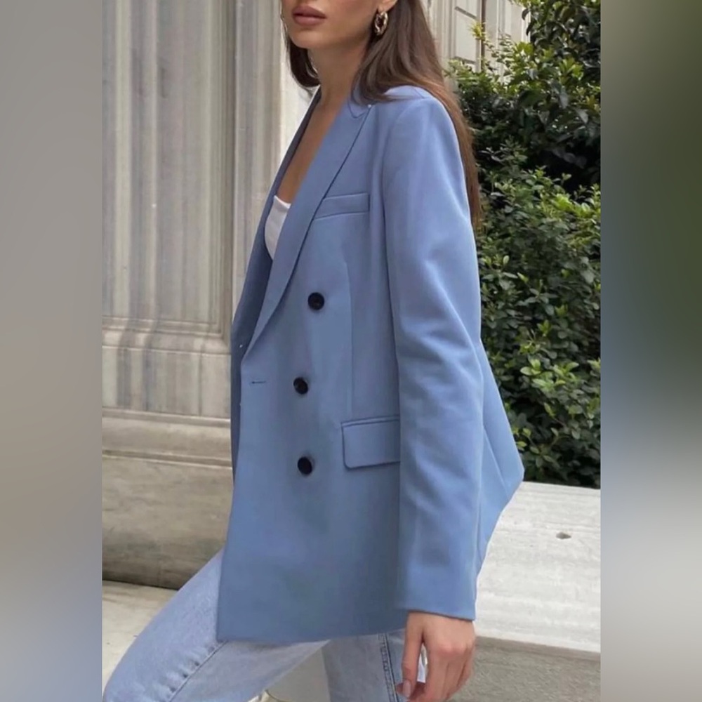 Blue double breasted blazer - Picture 3 of 9